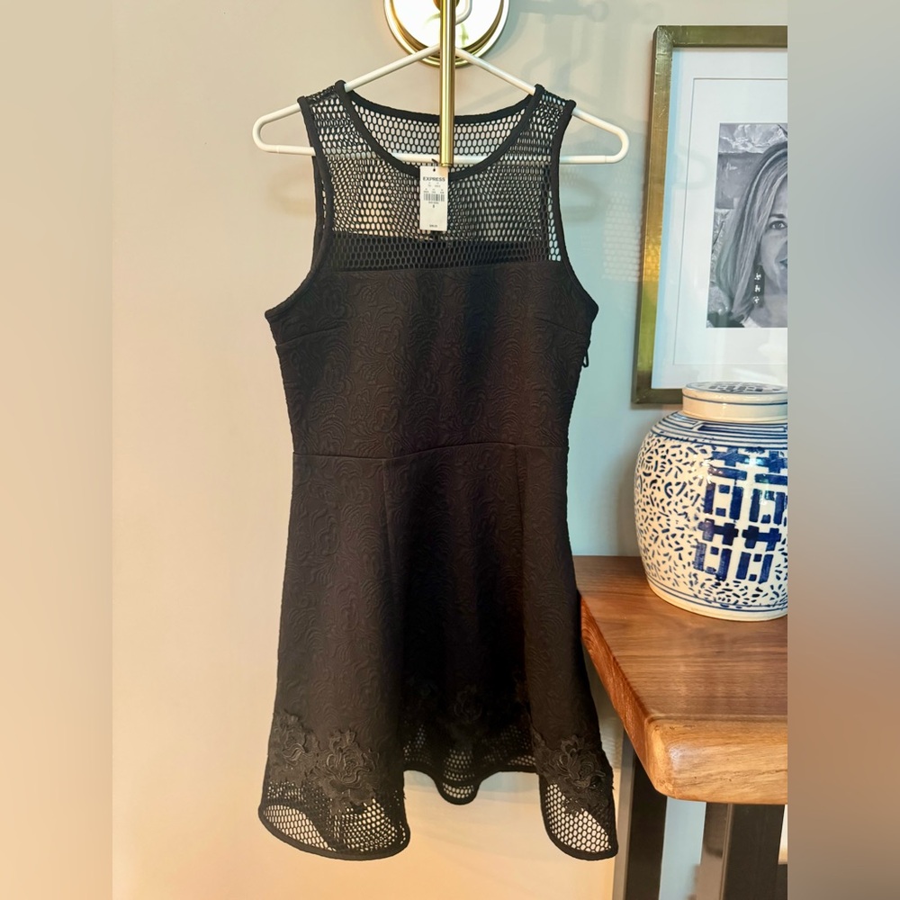 NEW Express Black Sleeveless Mesh Dress
